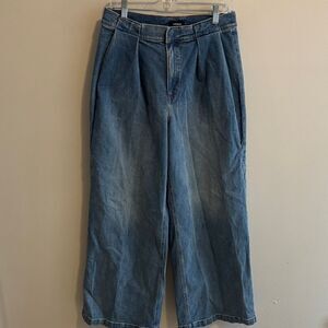 Express Women's Wide Leg Flare Jeans - Blue Denim